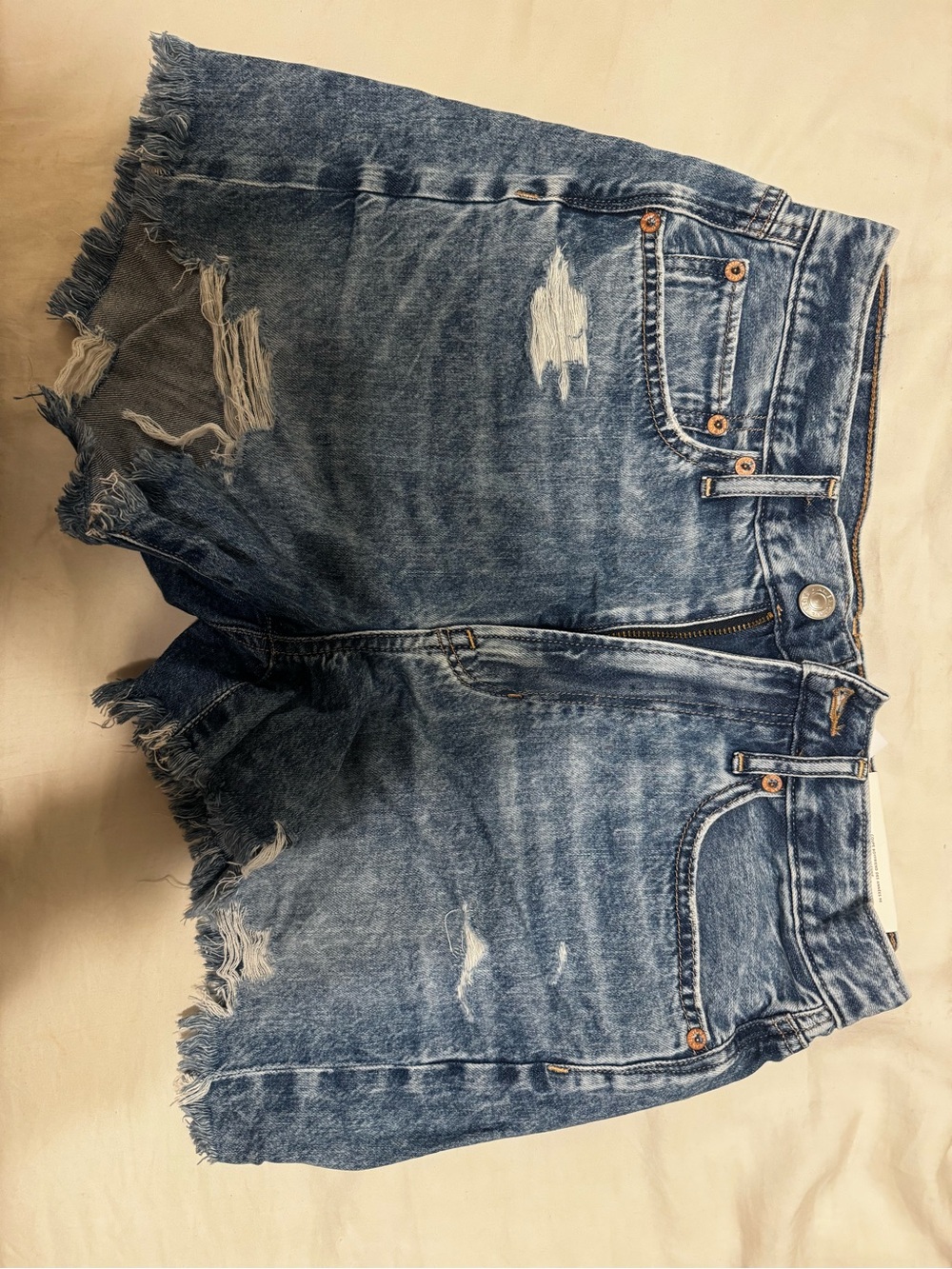 American Eagle Outfitters Distressed Medium Blue Denim Cutoff Shorts